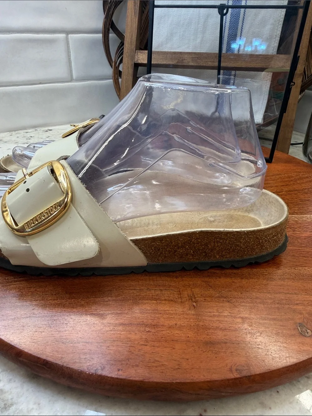 Birkenstock Madrid Big Buckle Slide Sandals with Gold Buckle
